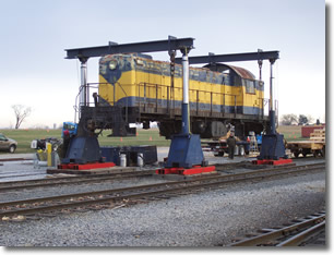 Rigging & Loading Locomotive at Strasburg, PA Railroad Museum for transport to Ft. Eustis, VA for The Smithsonian Institution.
